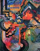 August Macke Colored composition (Hommage to Johann Sebastian Bachh) USA oil painting artist